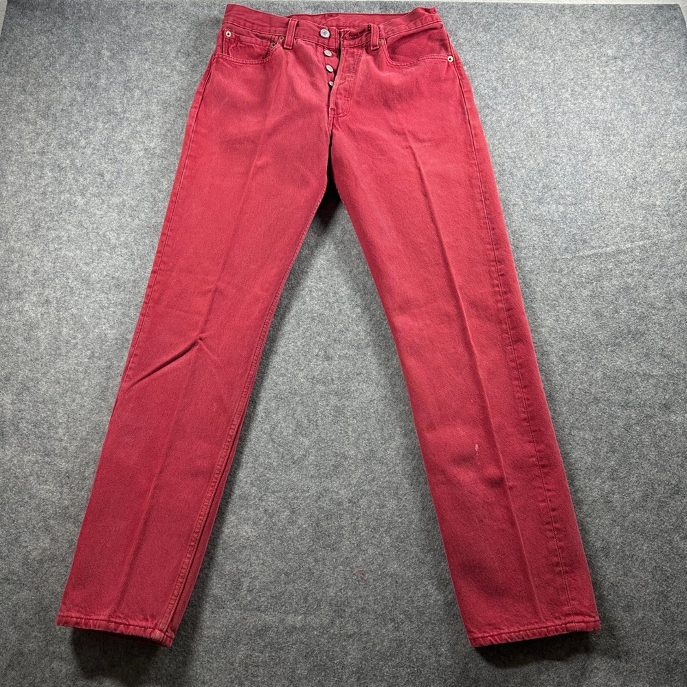 Vintage Levis 501 Jeans 31x32 (fits 28x31) Red Button Fly 90s Y2K Made in USA